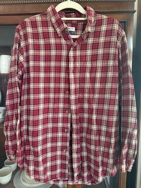 Magellan Outdoors Red and White Plaid Button-Down Shirt